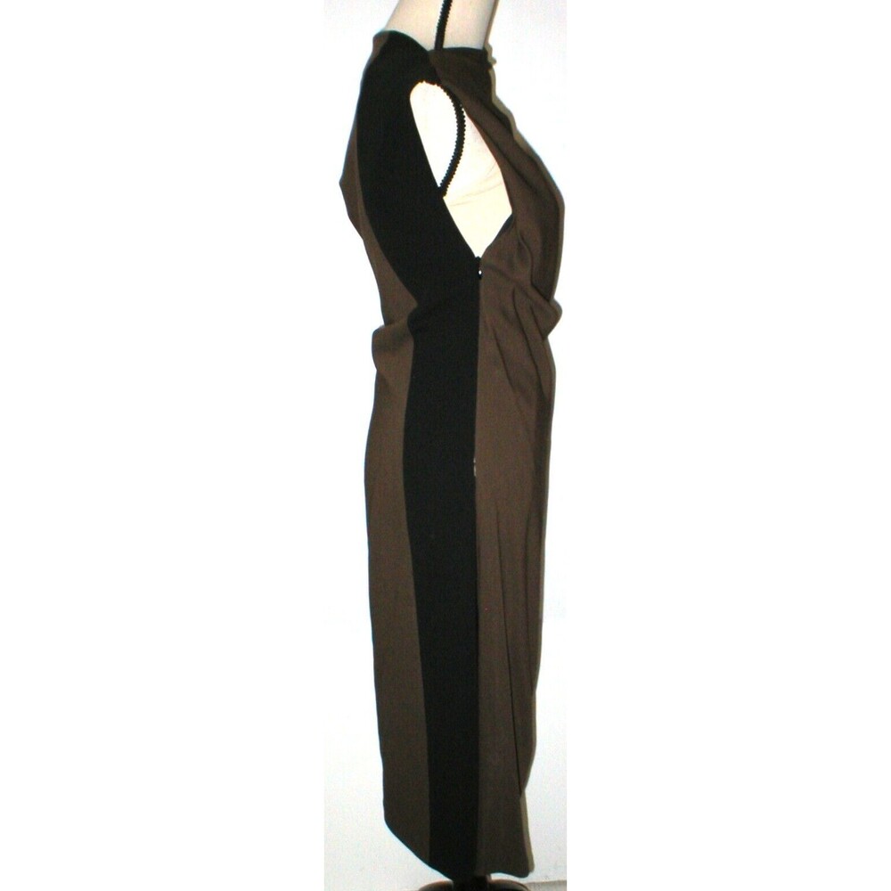 New Womens 4 6 NWT Balenciaga Paris Dress Designer 40 Italy Black Brown Silk Wor - Picture 1 of 12